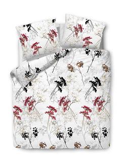 Pościel satyna bawełniana 160x200 SATYNLOVE biała czerwone czarne kwiaty