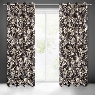 Zasłona gotowa na przelotkach MAGI 140x250 Eurofirany czarny/beżowy