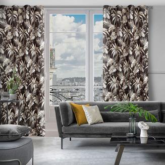 Zasłona gotowa na przelotkach MAGI 140x250 Eurofirany czarny/beżowy