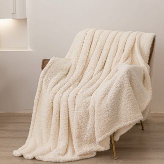 Koc narzuta Dreamy boucle 200x220 kremowy miękka bukla+baranek