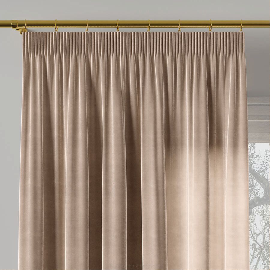 Zasłona gotowa na taśmie VELVI 140x260 jasnobeżowa