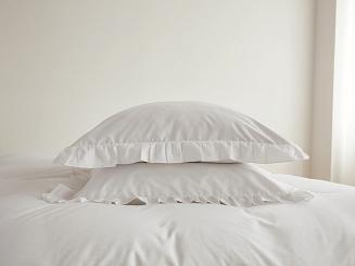 Pościel satyna bawełniana 160x200 Ruffy Premium biała z falbanką