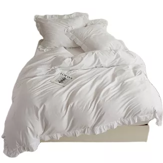 Pościel satyna bawełniana 160x200 Ruffy Premium biała z falbanką