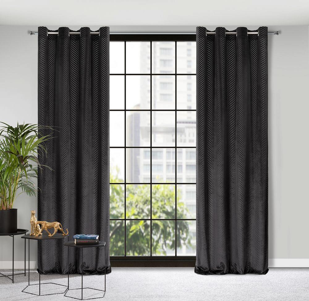 Zasłona gotowa na przelotkach LUSSI 140x250 Eurofirany czarny