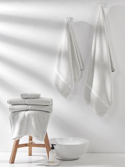 Ręcznik bawełniany LIBRE 70x140 jasnoszary z białą bizą