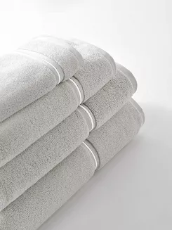 Ręcznik bawełniany LIBRE 70x140 jasnoszary z białą bizą
