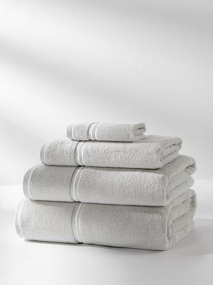 Ręcznik bawełniany LIBRE 70x140 jasnoszary z białą bizą