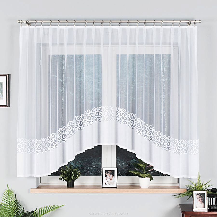 Firanka żakardowa gotowa na żabki DANIELA 350x155 biała