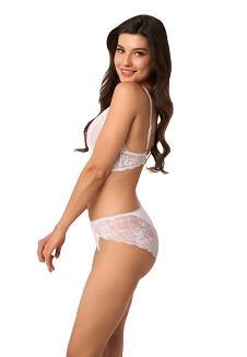 Figi damskie z ozdobną koronką kod 205 białe