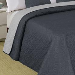 Narzuta dekoracyjna VIGO II 220x240 ciemna szara srebrna geometryczne kwiaty