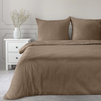 Pościel satynowa VERA 160x200 Eurofirany brązowa w prążki