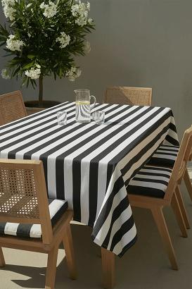 Obrus ogrodowy wodoodporny plamoodporny STRIPES 140x200 grafitowy pasy