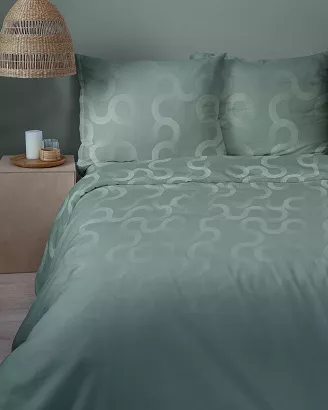 Pościel satynowa Home Satin 220x200 zielona z gradientem w geometryczne fale