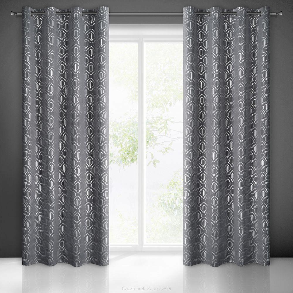 Zasłona gotowa na przelotkach KAJA 135x250 Eurofirany grafitowy