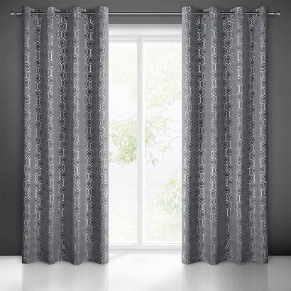 Zasłona gotowa na przelotkach KAJA 135x250 Eurofirany grafitowy