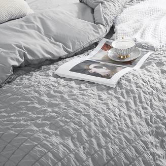 Pościel marszczona CREASY 140x200 jednobarwna szara