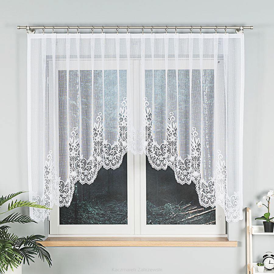 Firanka żakardowa gotowa na żabki BERENIKA 330x140 biała