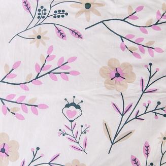 Pościel jersey 160x200 JERSEYLOVE biała kwietne gałązki