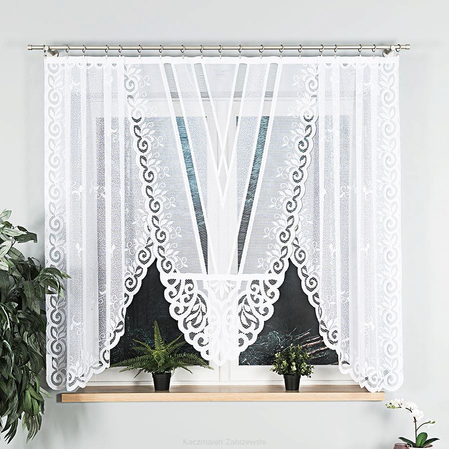Firanka żakardowa gotowa na żabki RENATA 250x160 biała