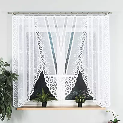 Firanka żakardowa gotowa na żabki ROZALIA 250x160 biała