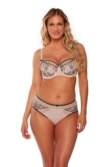 Biustonosz z haftem Semi-Soft Ruby 1230 półusztywniany perłowy szary