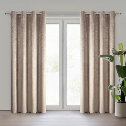 Zasłona gotowa na przelotkach BETHY 135x250 Eurofirany welwetowa brązowa złoty deszcz