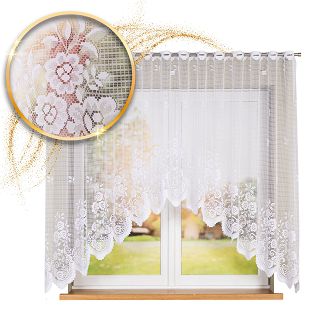 Firanka żakardowa gotowa na szelkach SARA 300x160 biała