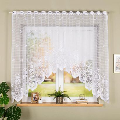 Firanka żakardowa gotowa na szelkach SARA 300x160 biała