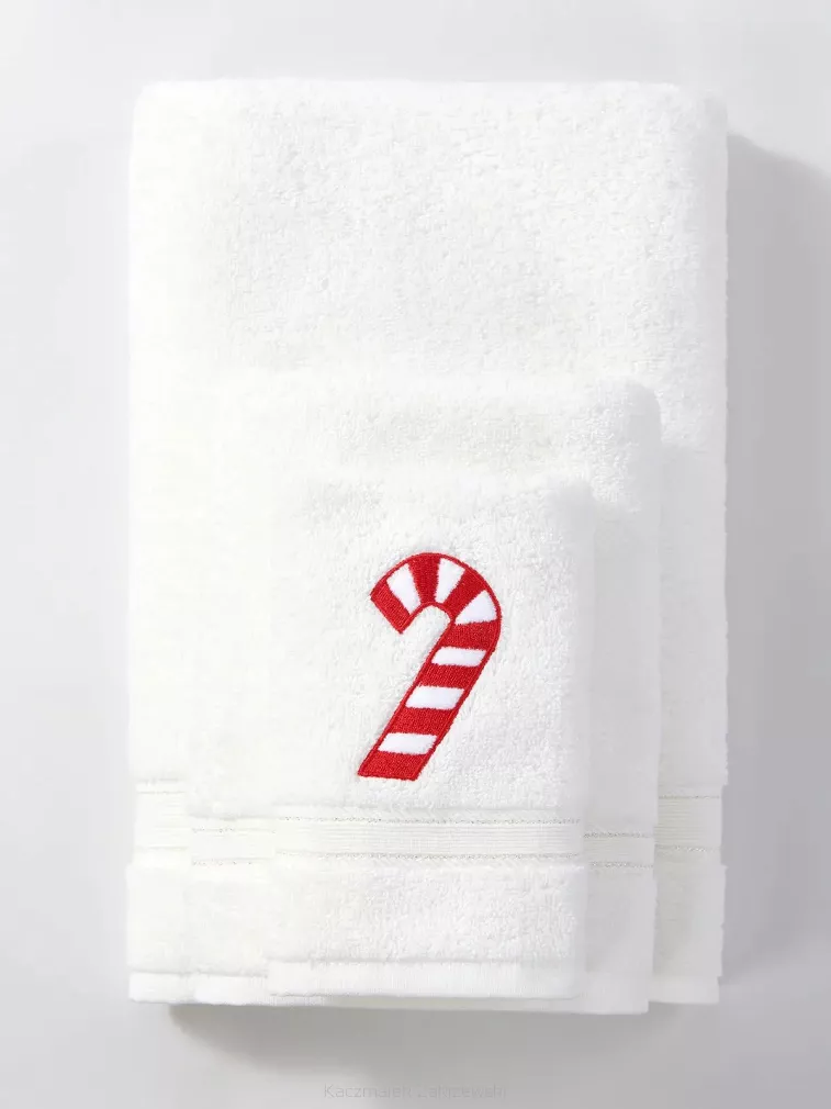 Świąteczny ręcznik bawełniany CANDYCANE 30x50 biały z haftem laski cukrowej