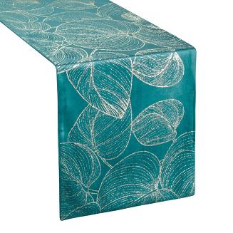 Obrus dekoracyjny BLINK 35x140 Eurofirany ciemnoturkusowy