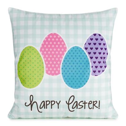 Poszewka dekoracyjna WIOSNA 45x45 Eurofirany niebieska różowa kolorowe pisanki