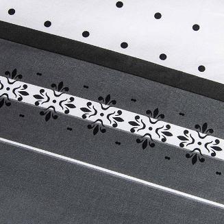 Pościel satyna bawełniana SATYNLOVE 160x200 biała grafitowa pasy ornamenty