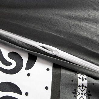 Pościel satyna bawełniana SATYNLOVE 160x200 biała grafitowa pasy ornamenty