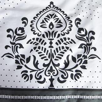 Pościel satyna bawełniana SATYNLOVE 160x200 biała grafitowa pasy ornamenty