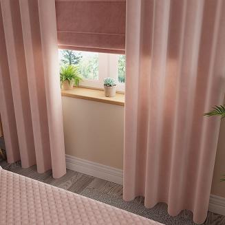 Zasłona gotowa na przelotkach VELVI 140x260 pudrowa