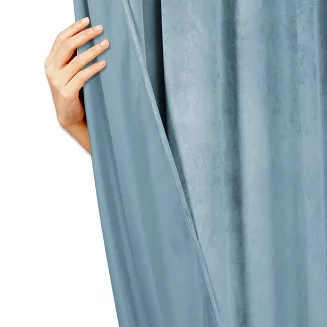 Zasłona gotowa na taśmie VELVET SOFT 140x300 welurowa niebieska