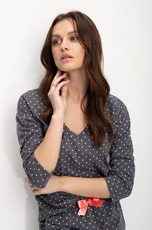 Piżama damska LUNA kod 635 grafitowa w gwiazdki