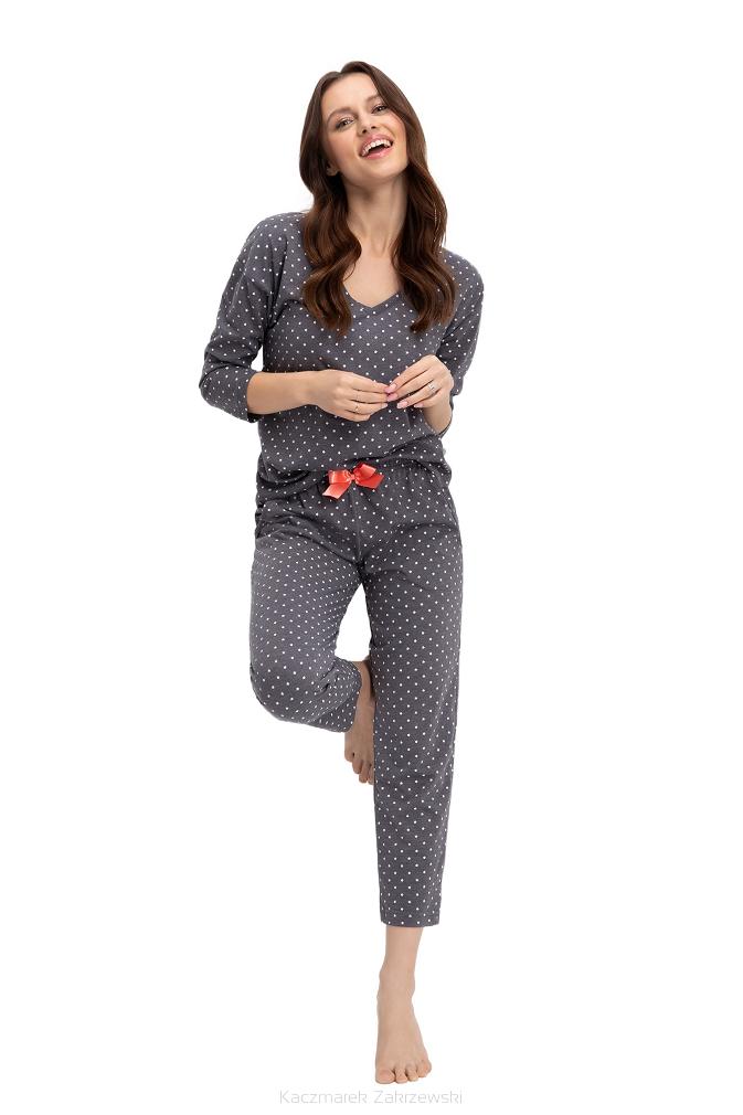 Piżama damska LUNA kod 635 grafitowa w gwiazdki