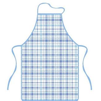 Fartuch kuchenny biały niebieski zygzak kratka