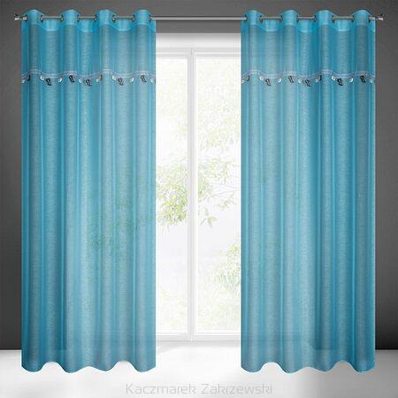 Firana gotowa na przelotkach CAR 140x250 Eurofirany niebieska