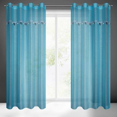 Firana gotowa na przelotkach CAR-2 140x250 Eurofirany niebieska