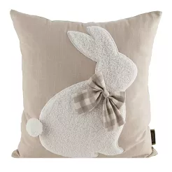 Poszewka dekoracyjna WIOSNA 30x50 Eurofirany beżowa kremowa aplikacja zając z kokardą