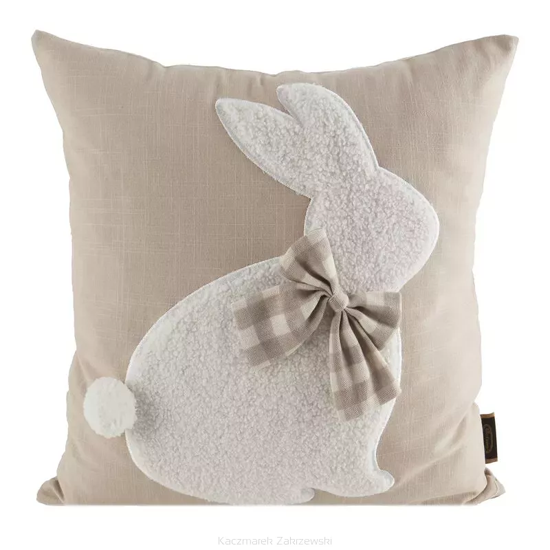 Poszewka dekoracyjna WIOSNA 30x50 Eurofirany beżowa kremowa aplikacja zając z kokardą