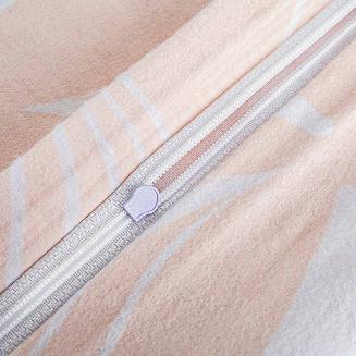 Pościel flanelowa FLANELOVE 220x200 pudrowa w białe liście