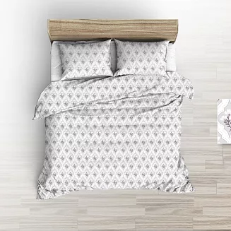 Poszewka z kory 40x40 biała szara roślinna arabeska