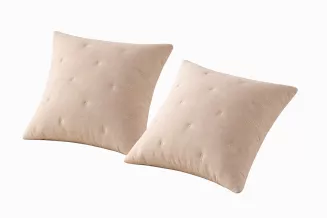 Poszewka muślinowa struktura do narzuty Stella 45x45 beżowa z haftem krzyżyków