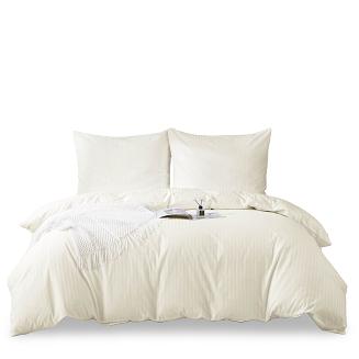 Komplet pościeli adamaszek satyna bawełniana 160x200 ecru