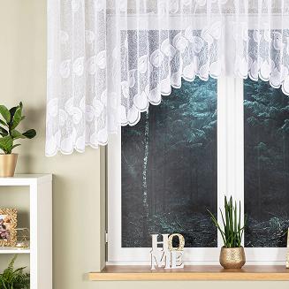 Firanka żakardowa gotowa na żabki NORA 400x100 biała