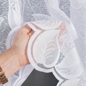 Firanka żakardowa gotowa na żabki NORA 400x100 biała