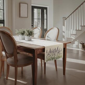 Bieżnik dekoracyjny gobelin 45x140 Eurofirany naturalny zielony fioletowa lawenda